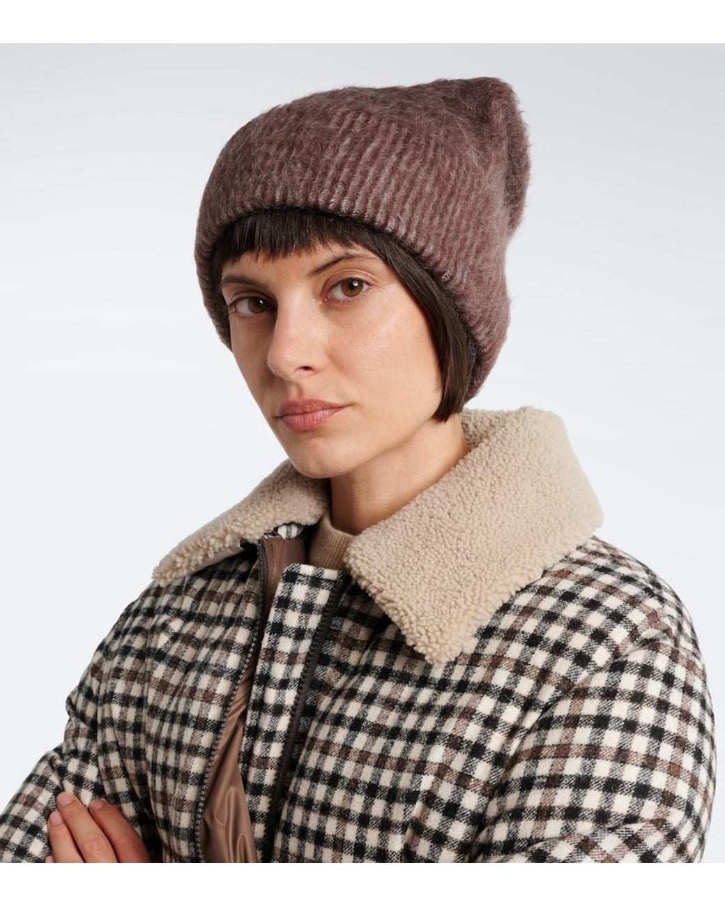 Brunello Cucinelli Brown Mohair, Alpaca, And Wool Beanie