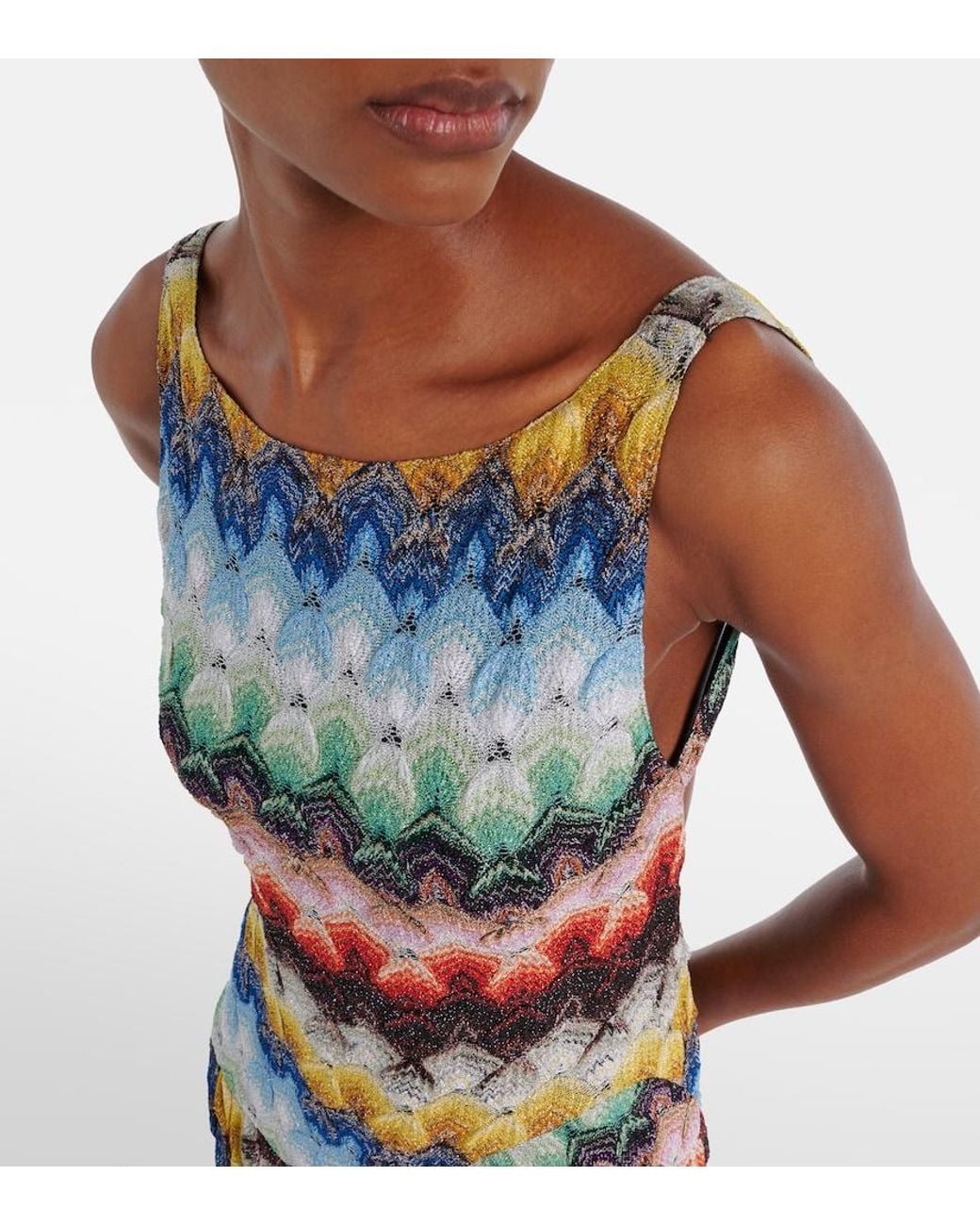Missoni White Open-Back Lame Maxi Dress