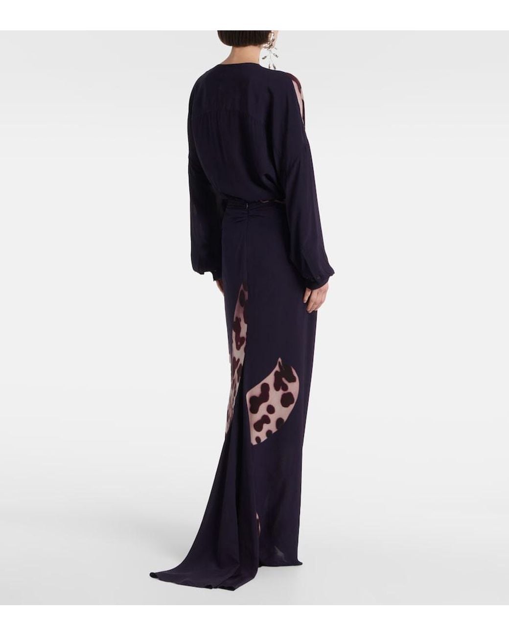Dries Van Noten Blue Printed Maxi Skirt