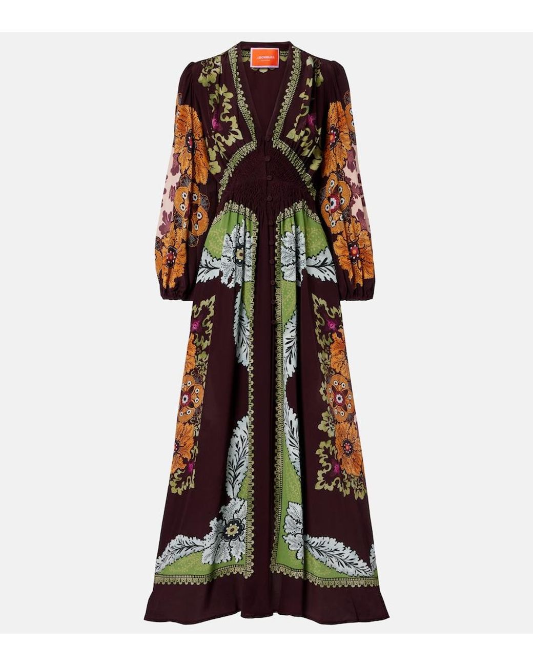 LaDoubleJ Brown Printed Silk Maxi Dress