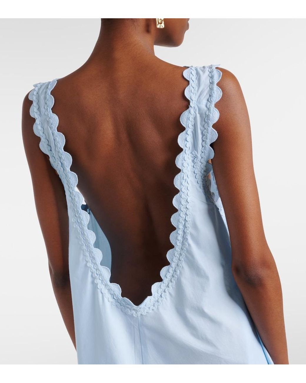 Juliet Dunn Blue Embroidered Cotton Minidress