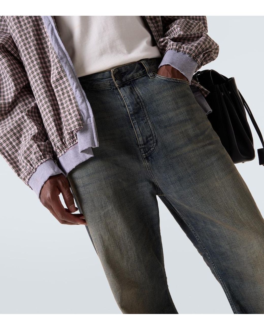 Balenciaga Gray Faded Wide-Leg Jeans for men