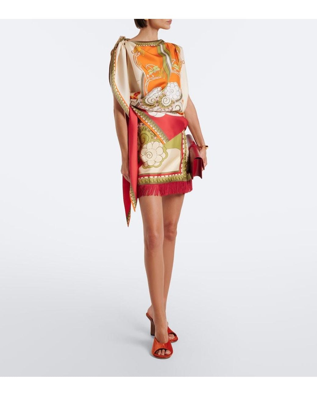 LaDoubleJ White Full-On Printed Silk Twill Top
