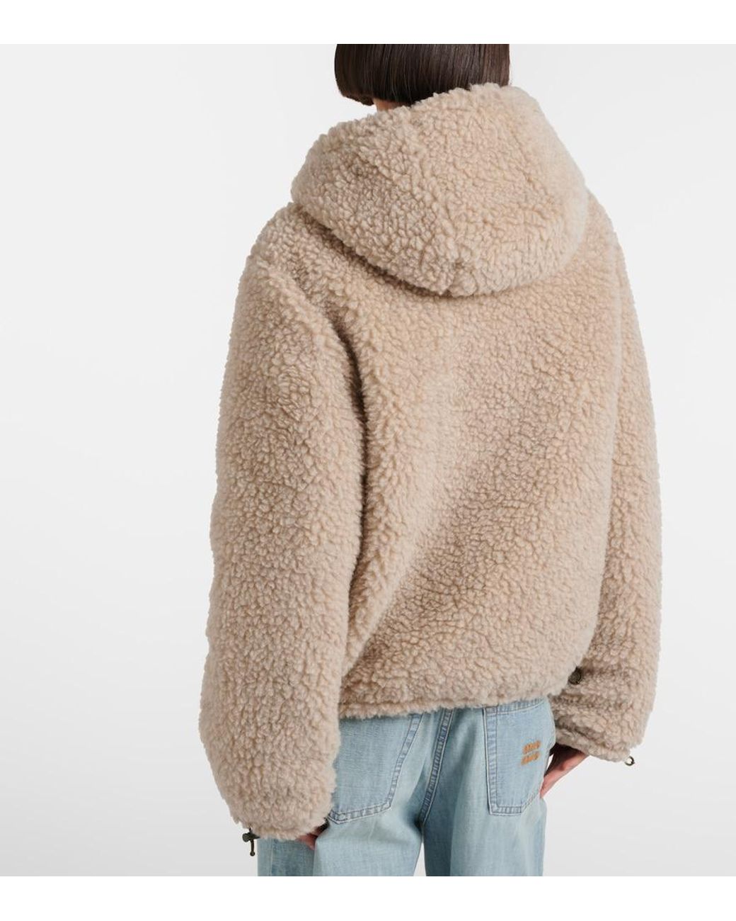 Miu Miu Natural Wool-Blend Teddy Down Jacket