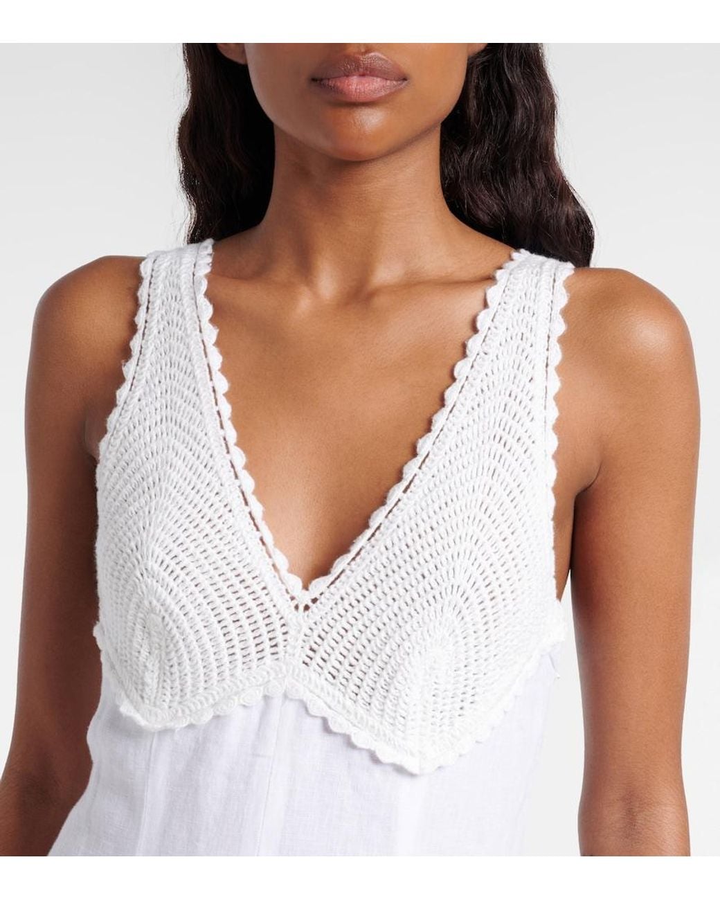 Polo Ralph Lauren White Crocheted Linen Midi Dress