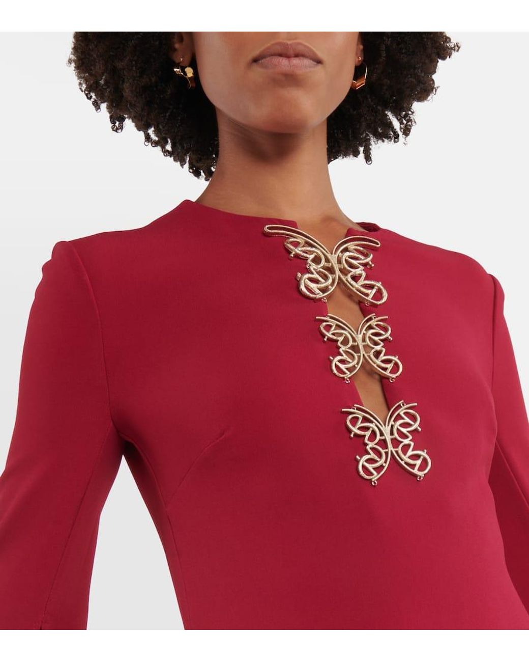 Elie Saab Red Embellished Crepe Gown