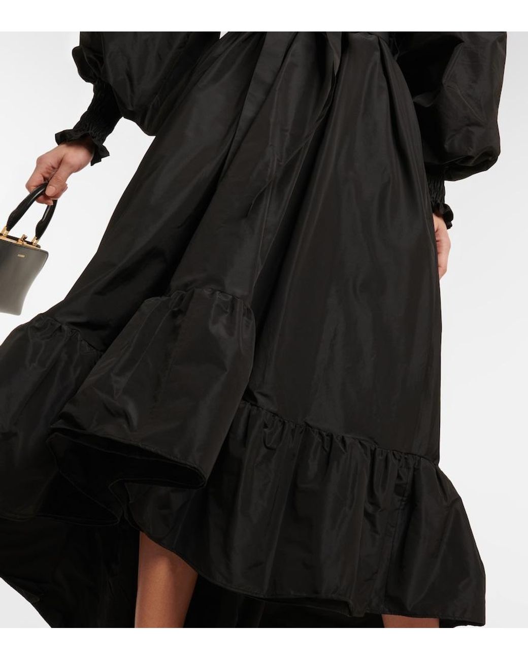 Patou Black Off-Shoulder Faille Maxi Dress