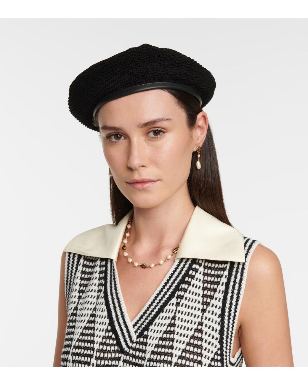 Gucci Cotton Beret in Black/Black 