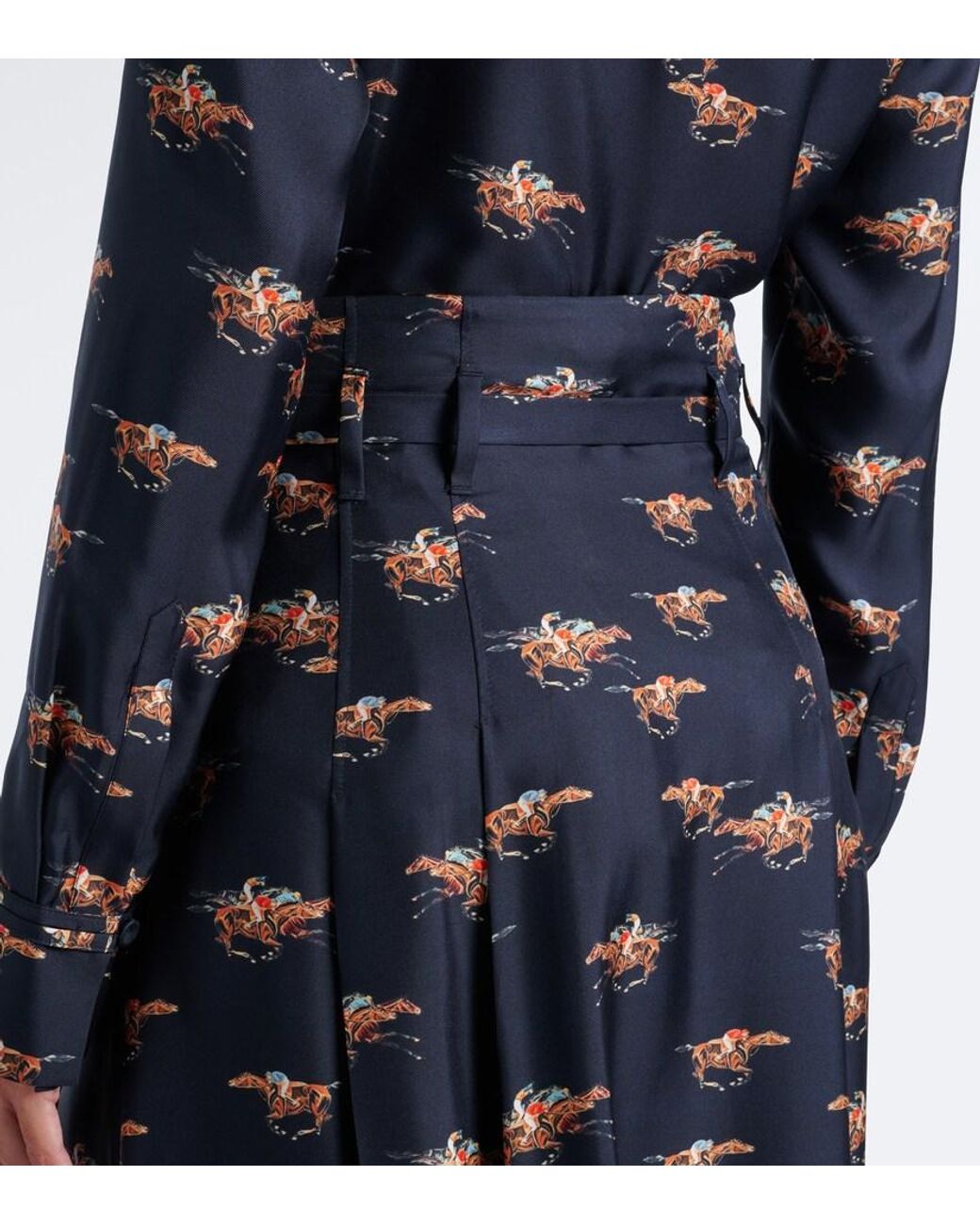 Gabriela Hearst Black Dugald Printed Silk Twill Midi Skirt