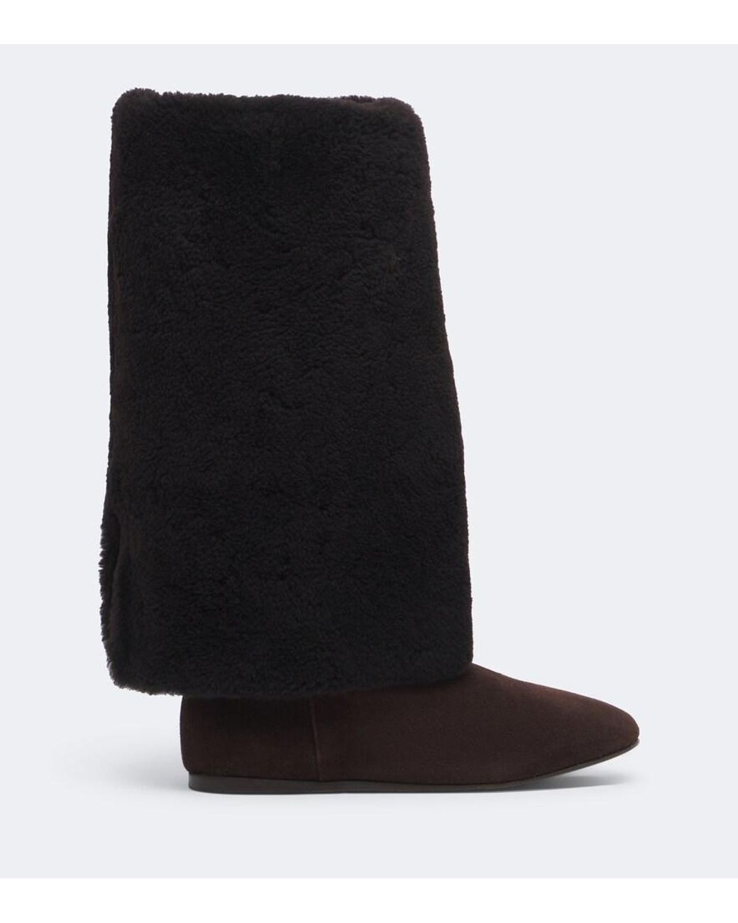 Yves Salomon Black Shearling And Suede Knee-High Boots