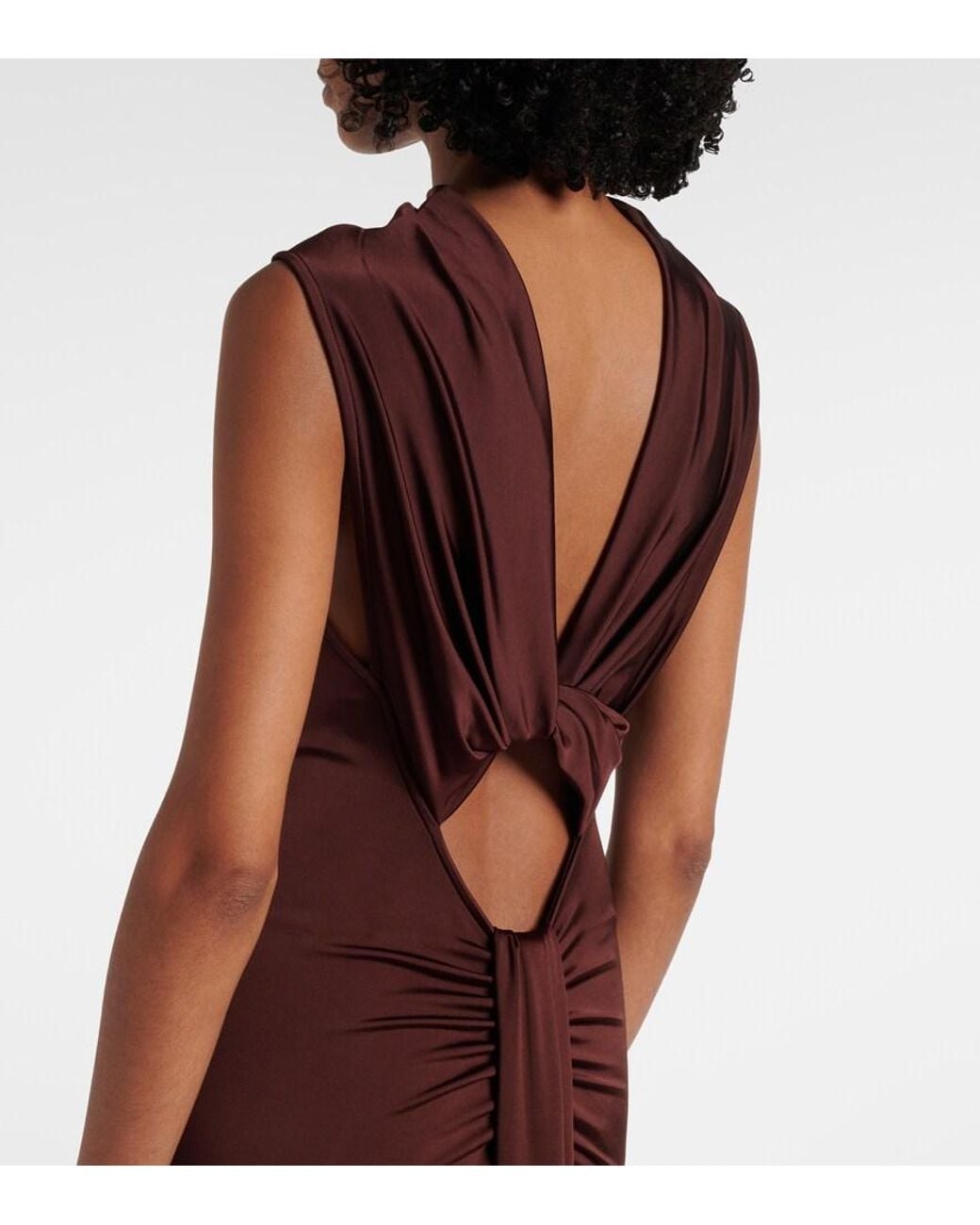 Victoria Beckham Purple Draped Jersey Gown