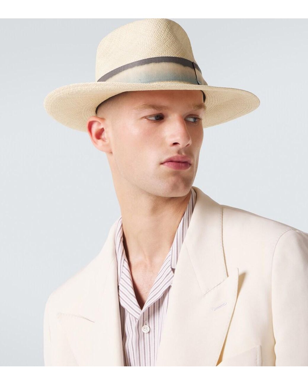 Borsalino White Harlem Straw Panama Hat for men