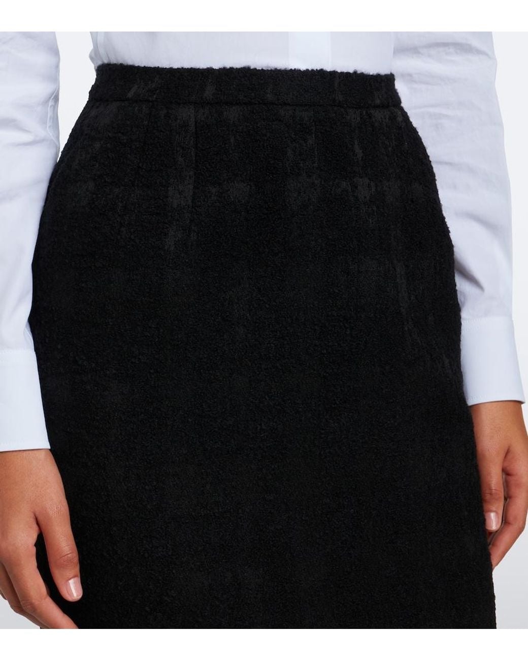 Dolce & Gabbana Black Checked Boucle Pencil Skirt