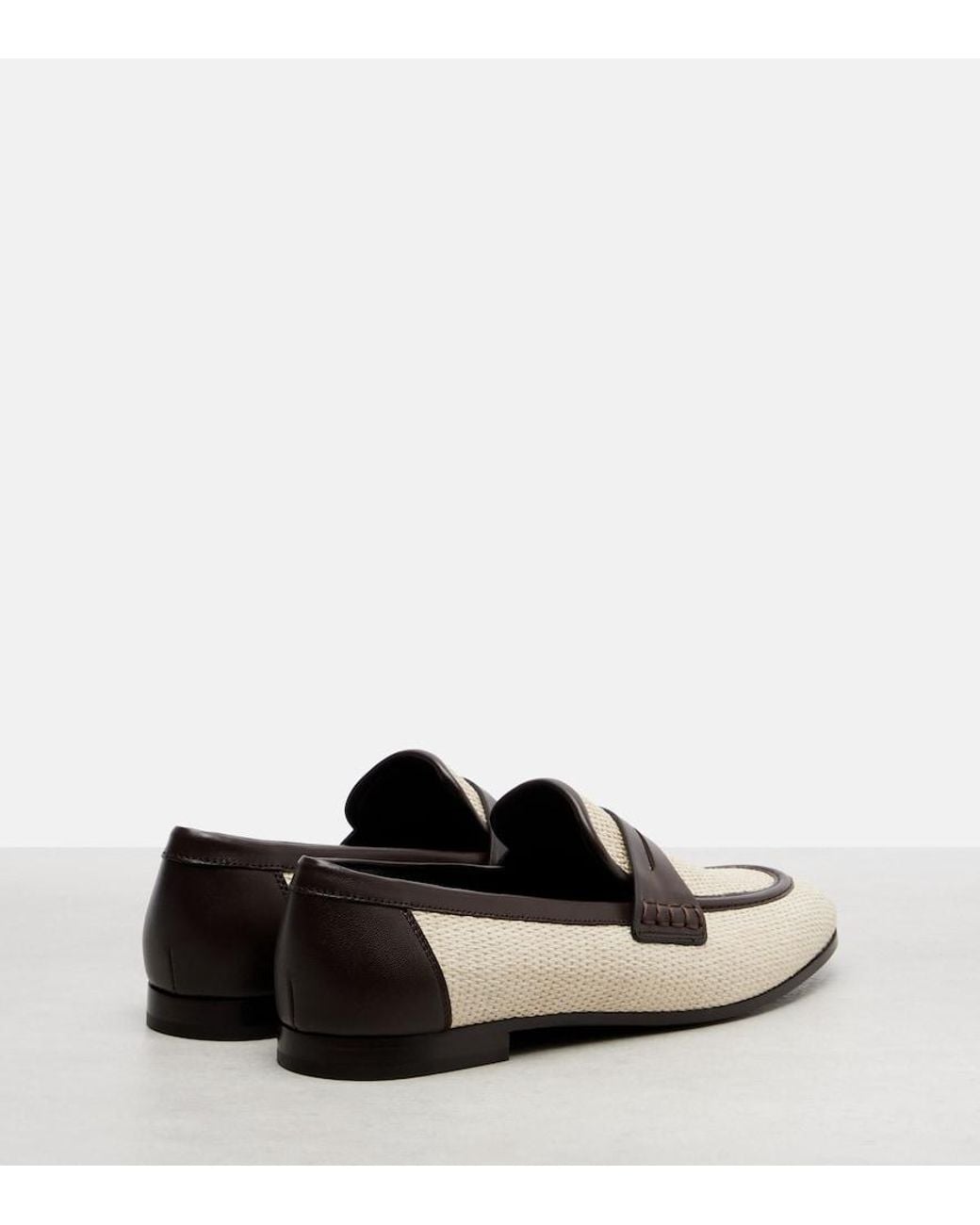 Brunello Cucinelli Black Woven Leather-Trimmed Penny Loafers