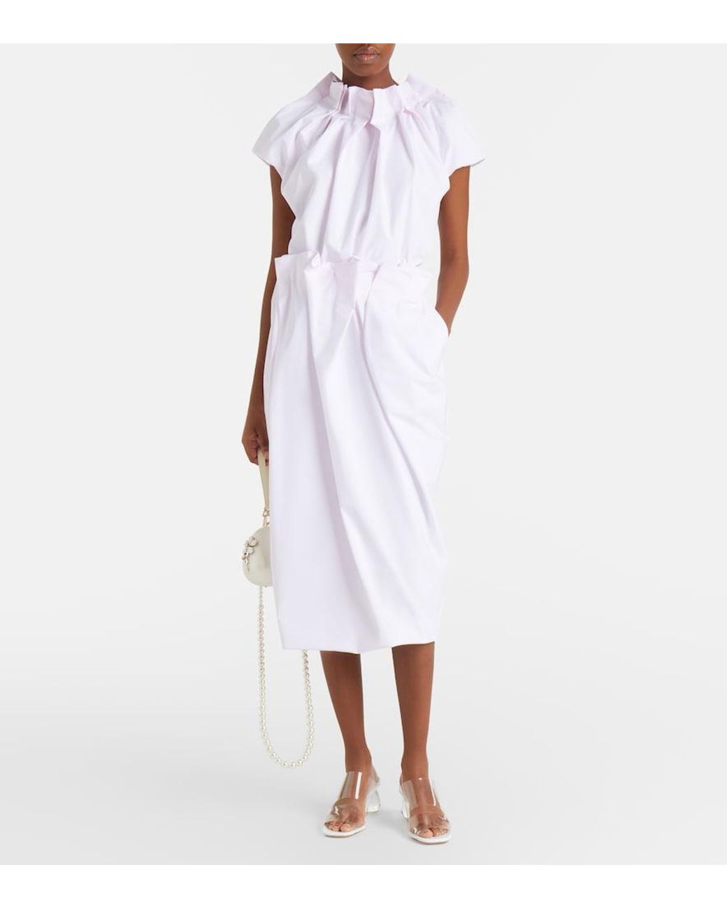 Simone Rocha Pink Pleated Cotton Pencil Skirt