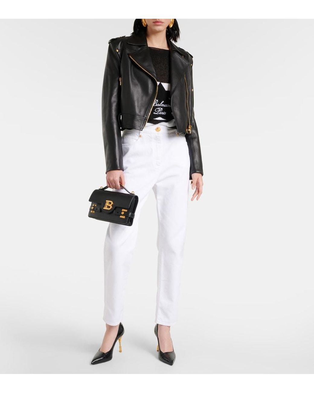 Pullover A Righe Con Logo di Balmain in Black