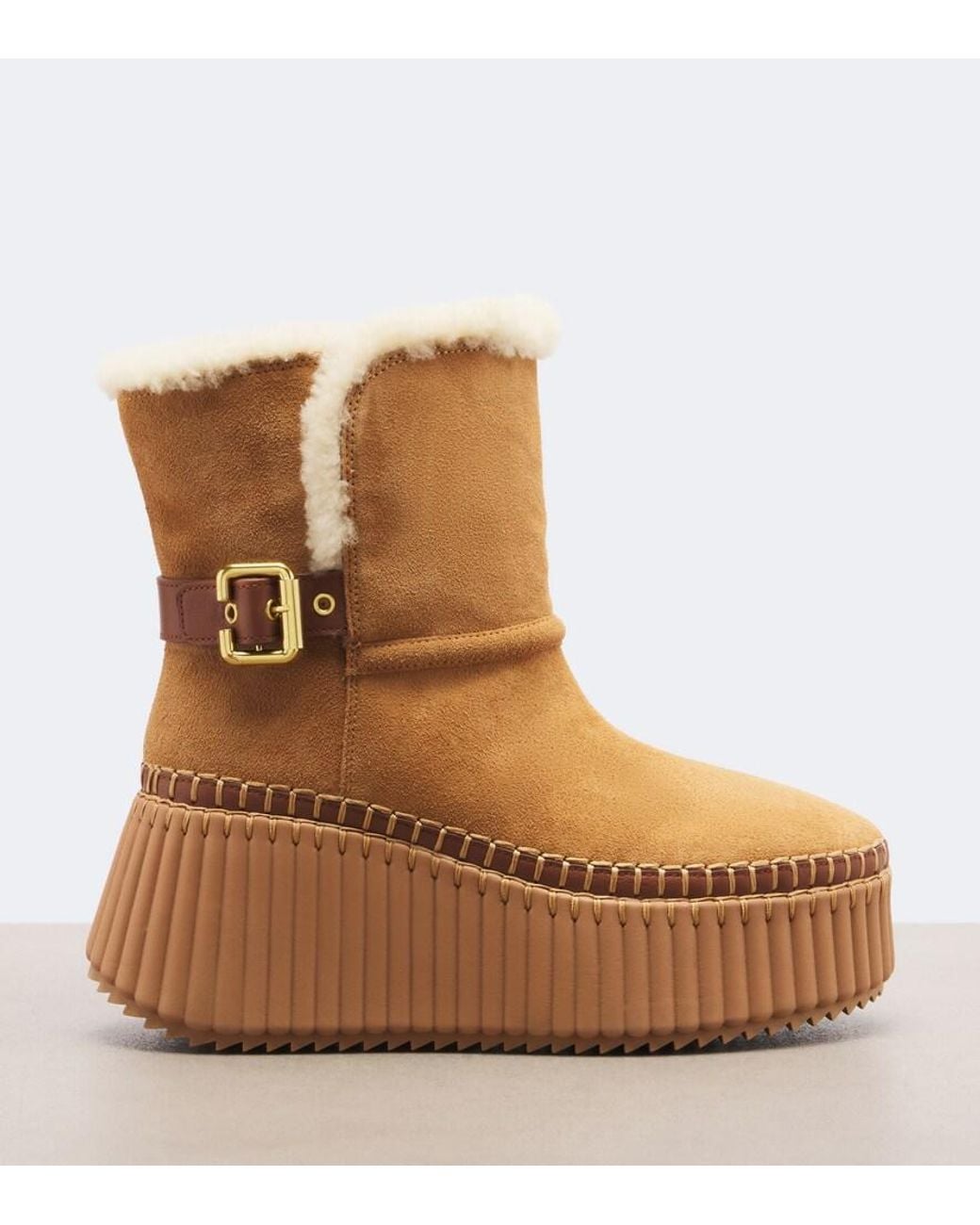 Chloé Brown Nama Suede Platform Ankle Boots