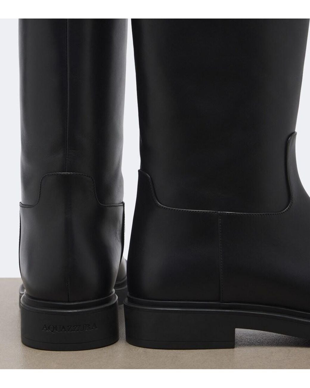 Aquazzura Black Ride Leather Knee-High Boots