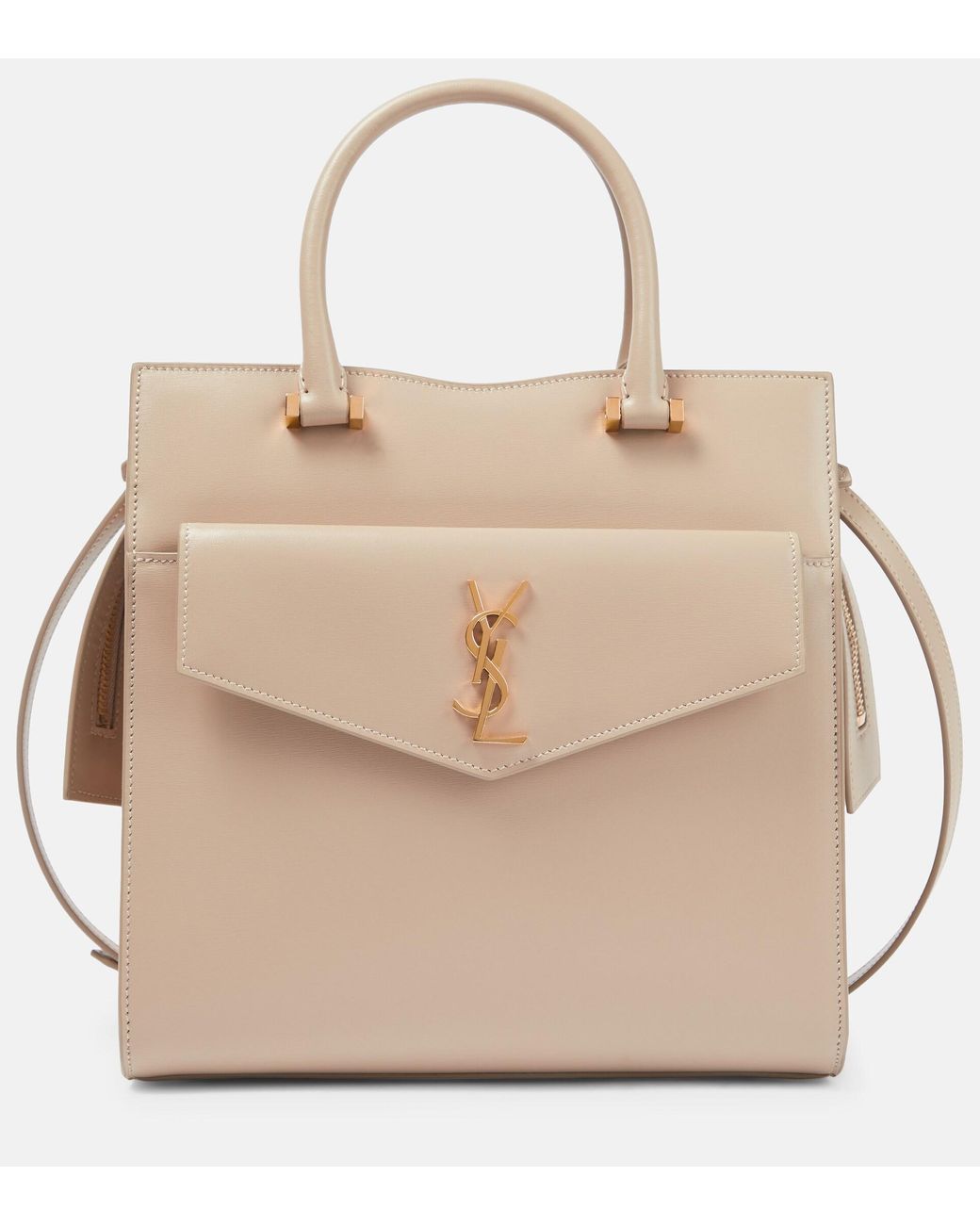 Saint Laurent Uptown Small Leather Tote Bag in Natural Lyst