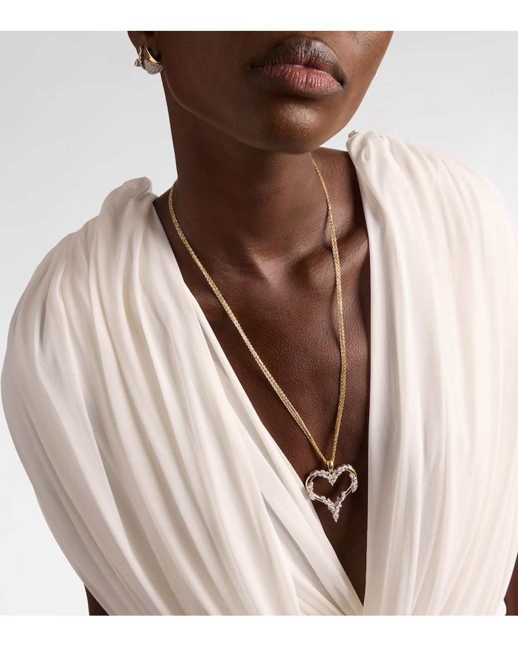 YEPREM White Golden Strada 18Kt And Necklace With Diamonds