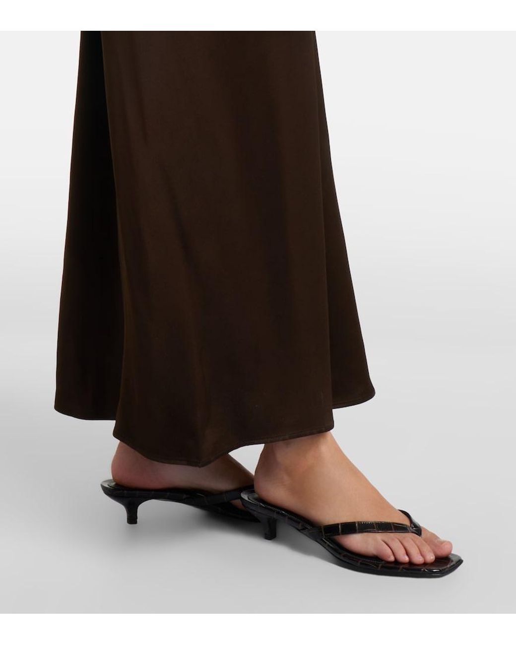 Totême Brown Draped Satin Maxi Dress