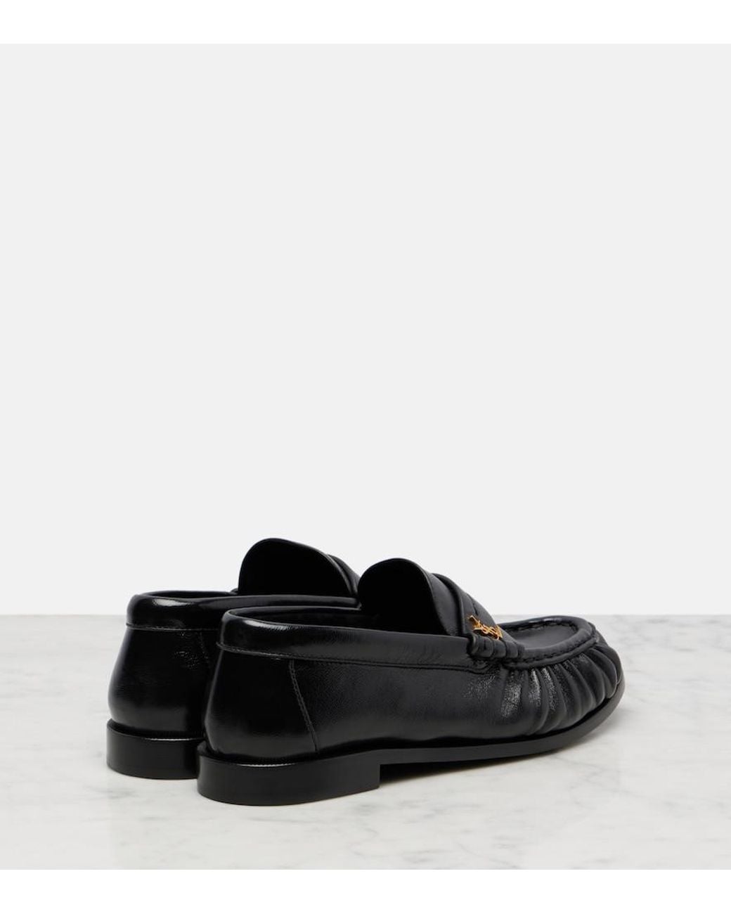 Saint Laurent Black Leather Penny Loafers