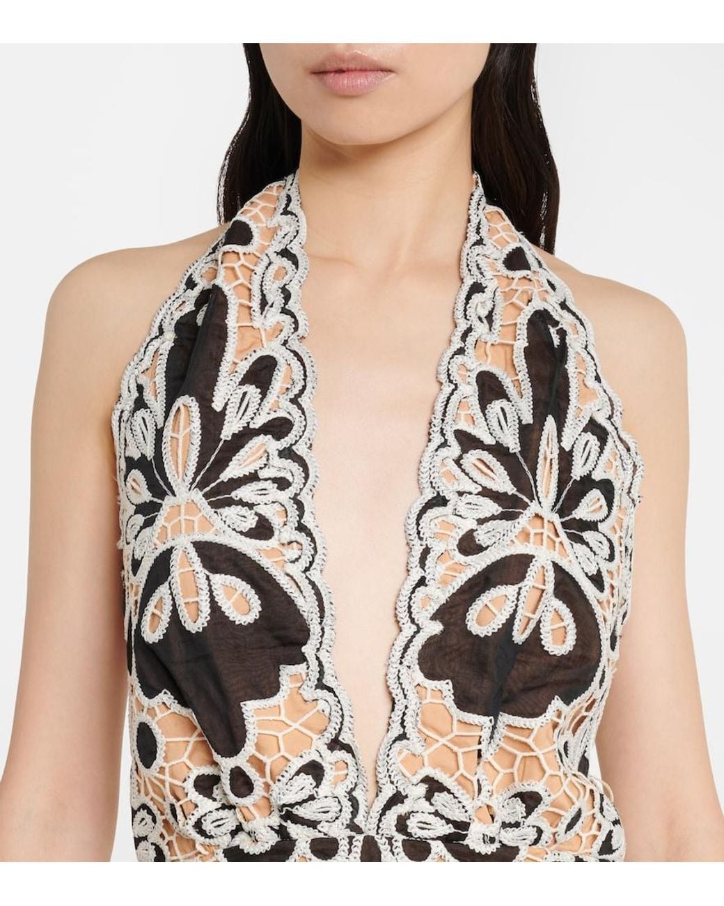 Johanna Ortiz White Lace Guipure Maxi Dress