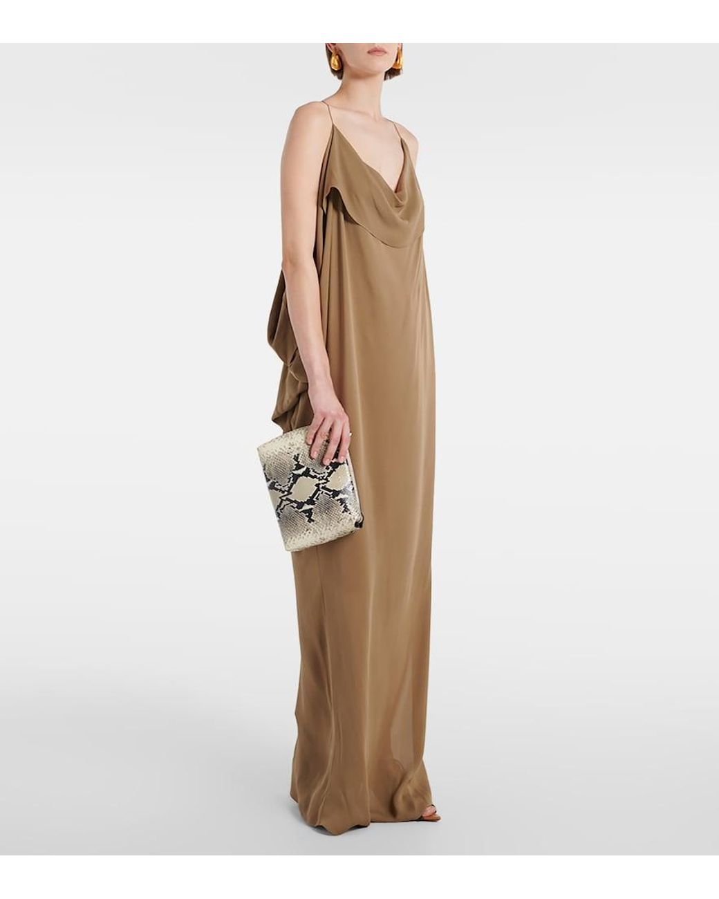 Khaite Brown Dandora Draped Silk Gown
