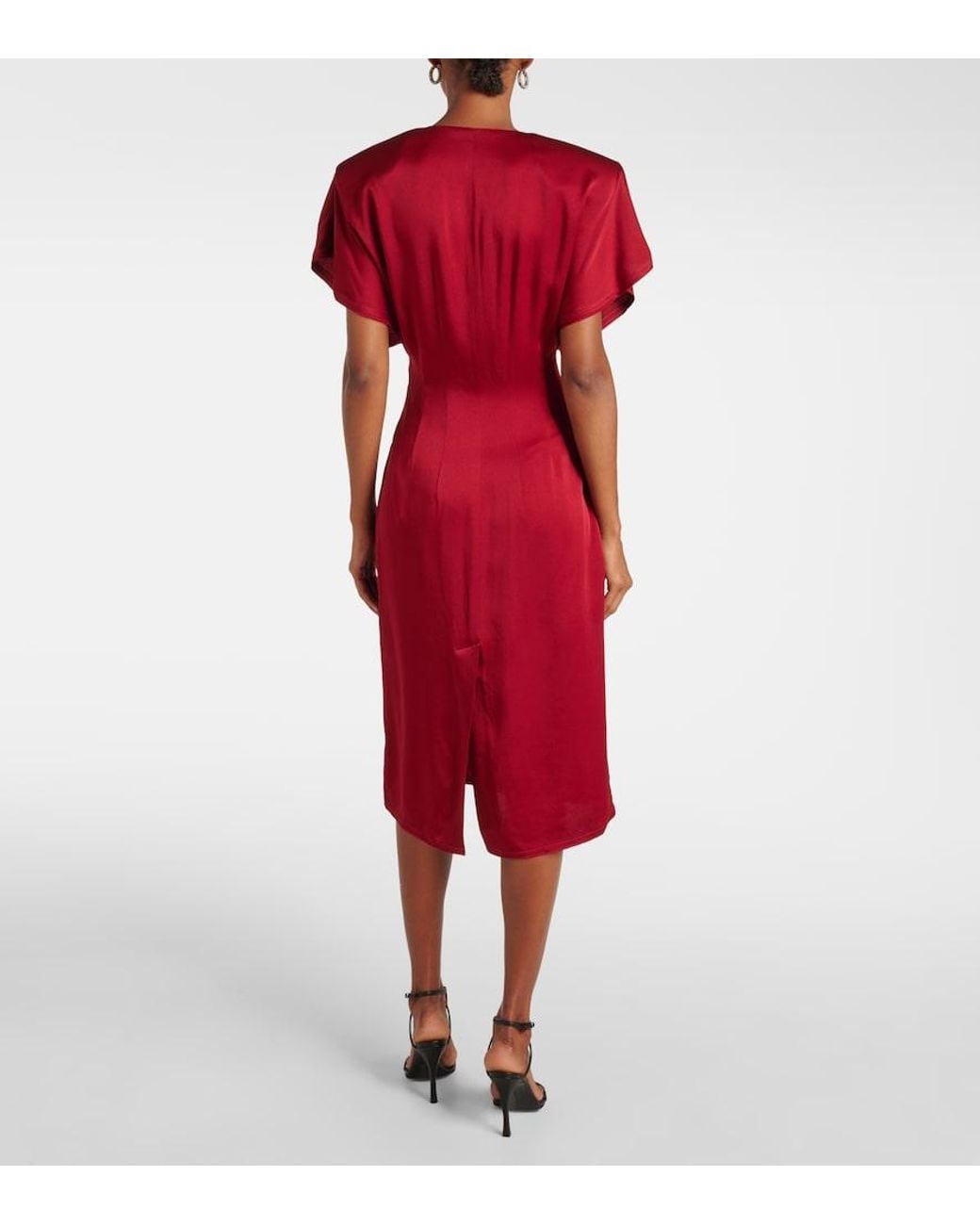 Stella McCartney Red Draped Satin Midi Dress