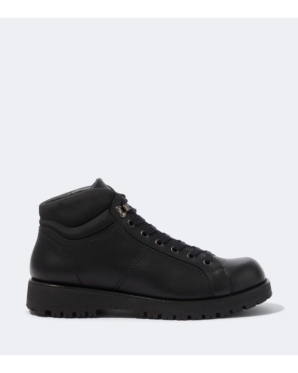 Prada Black Leather Lace-Up Boots for men