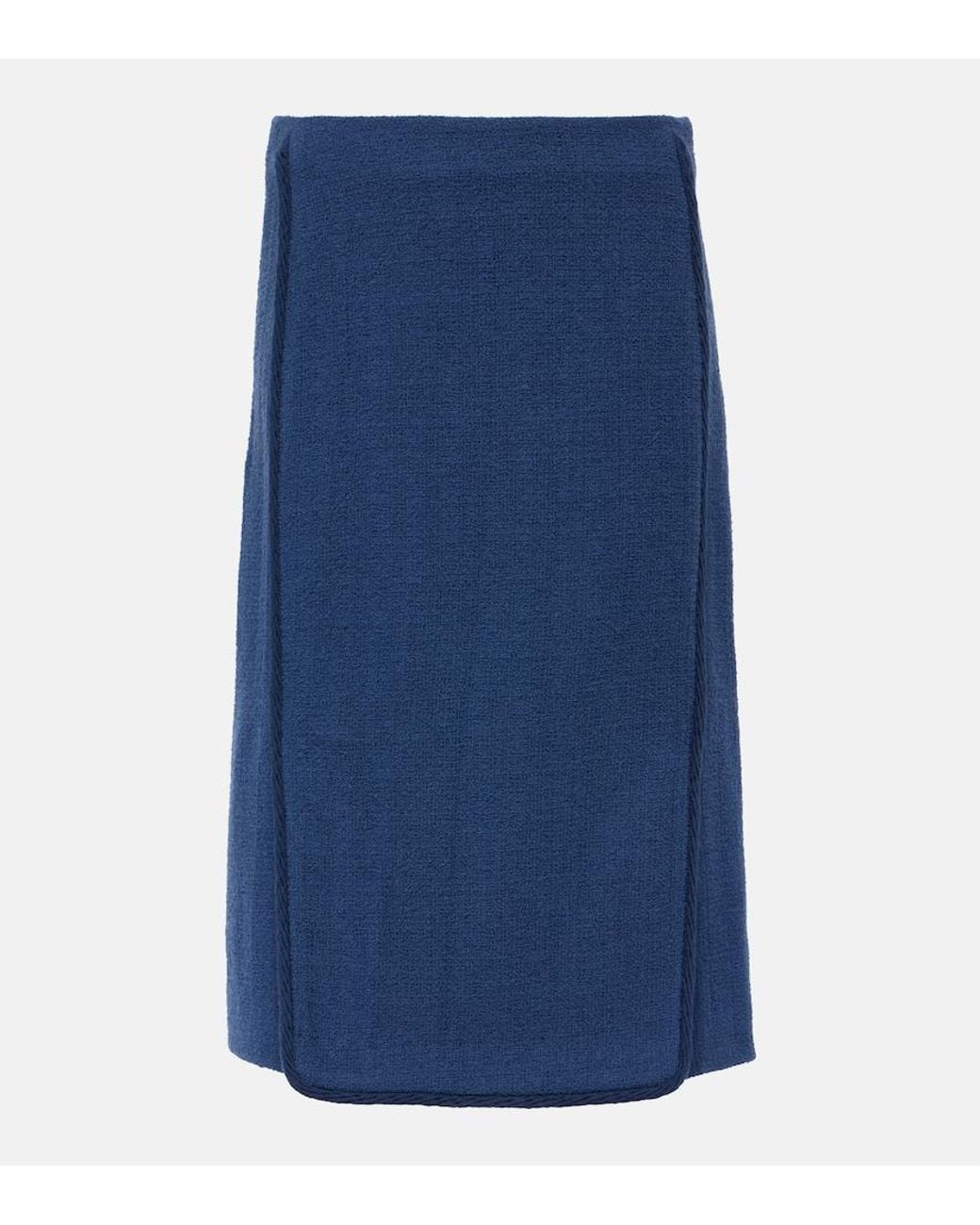 Etro Blue Wool-Blend Pencil Skirt