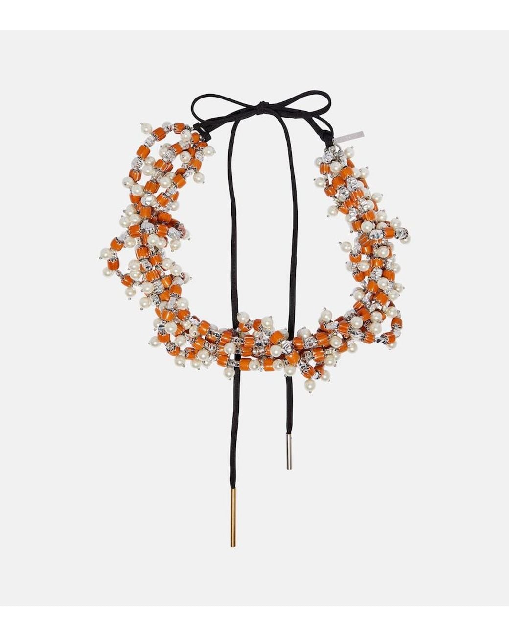 Dries Van Noten White Embellished Beaded Necklace