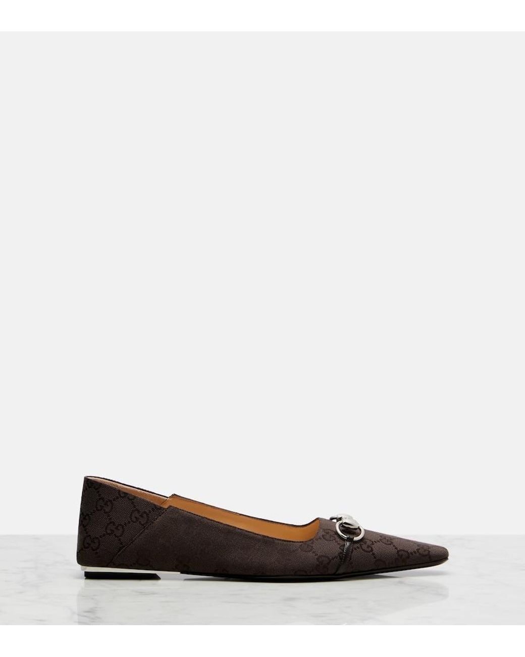 Gucci Brown Vittoria Gg Canvas Ballet Flats
