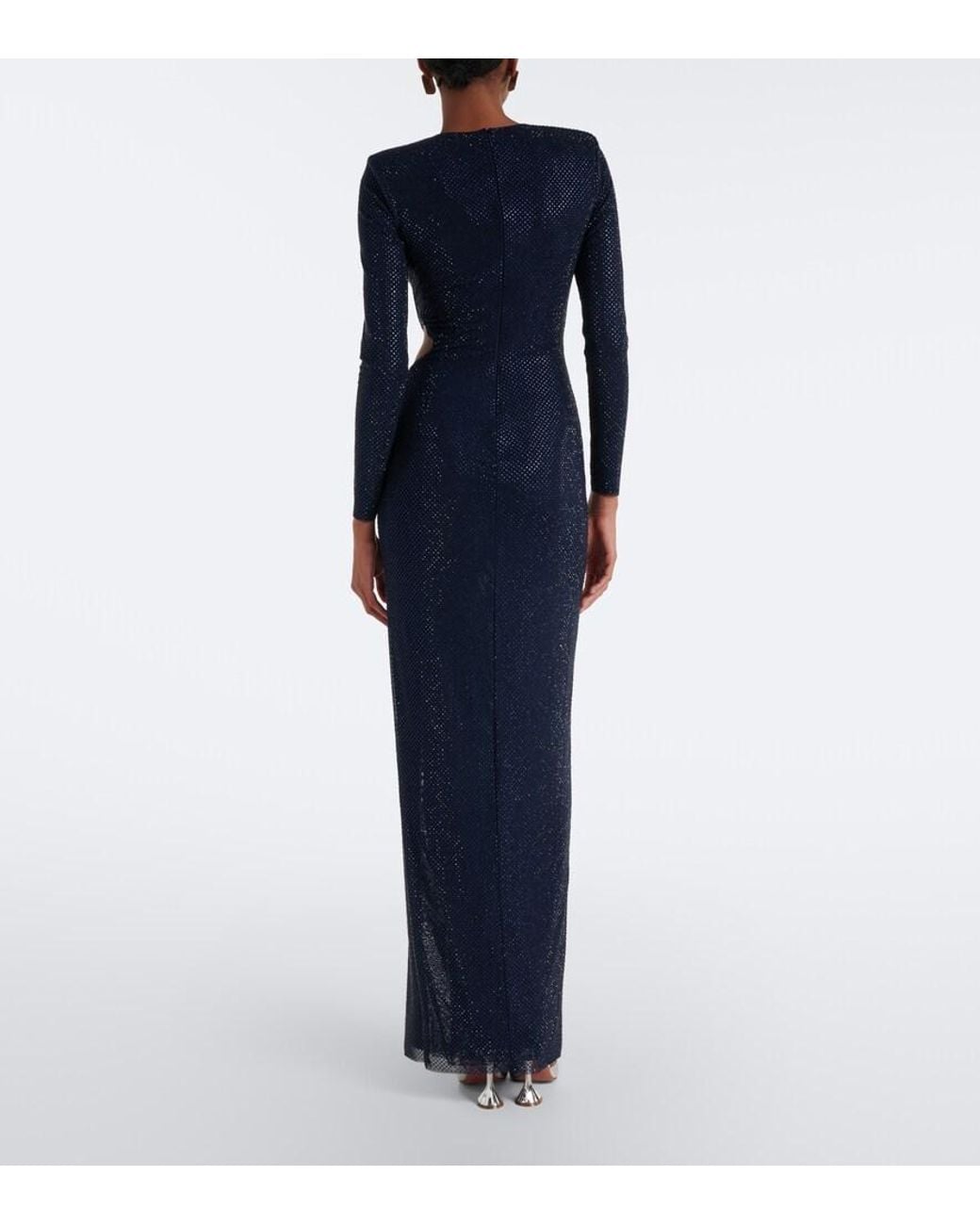 Self-Portrait Blue Cutout Embellished Gathered Gown