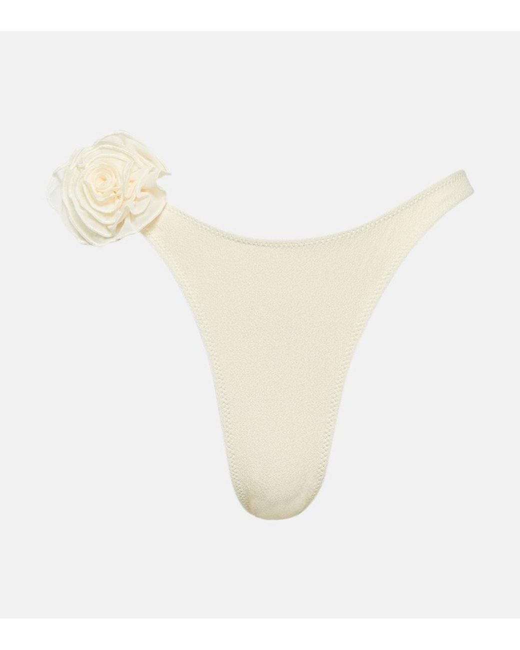 SAME White Applique High-Leg Bikini Bottoms