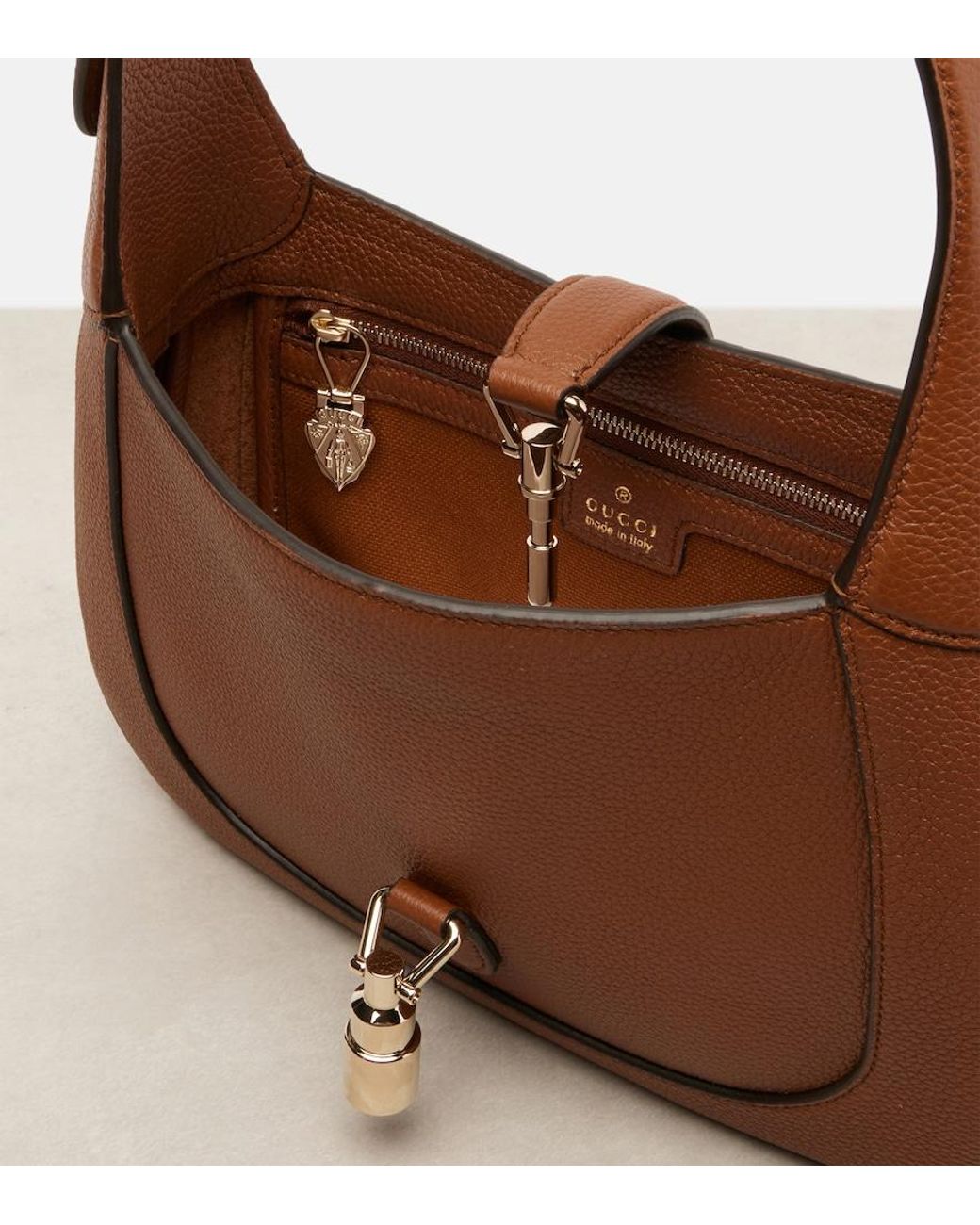Gucci Brown Jackie 1961 Small Leather Shoulder Bag