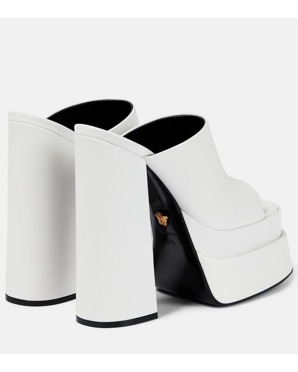 Versace White Leather Platform Mules