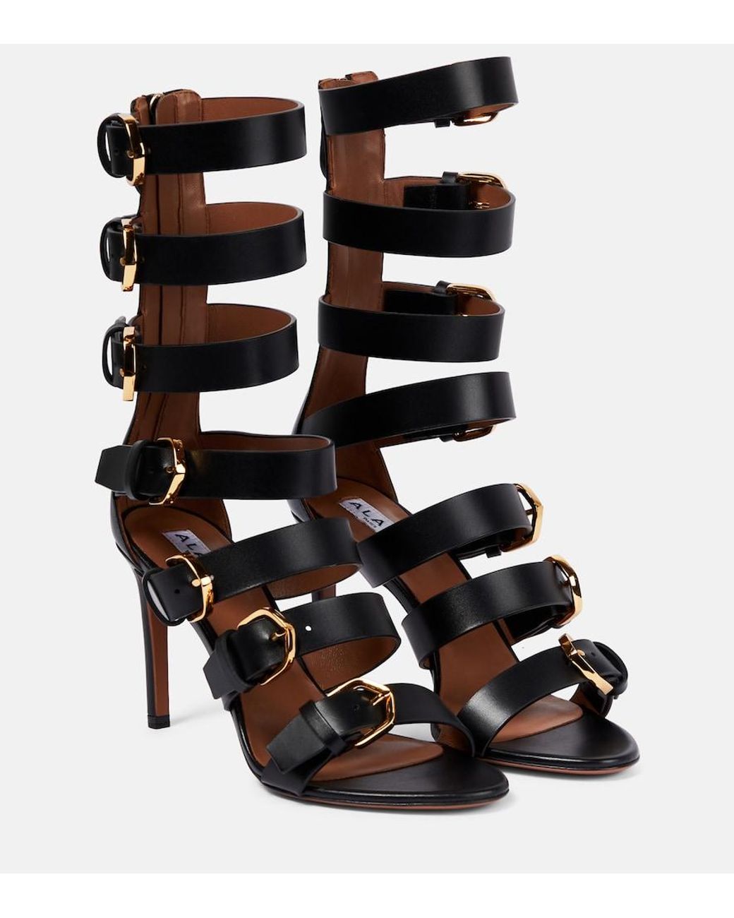 Alaïa Black Buckle Leather Sandals