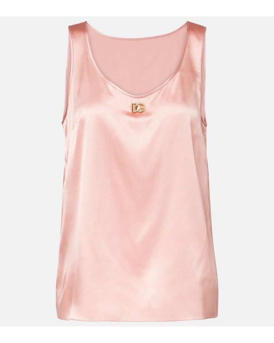Dolce & Gabbana Pink Dg Silk-Blend Satin Top
