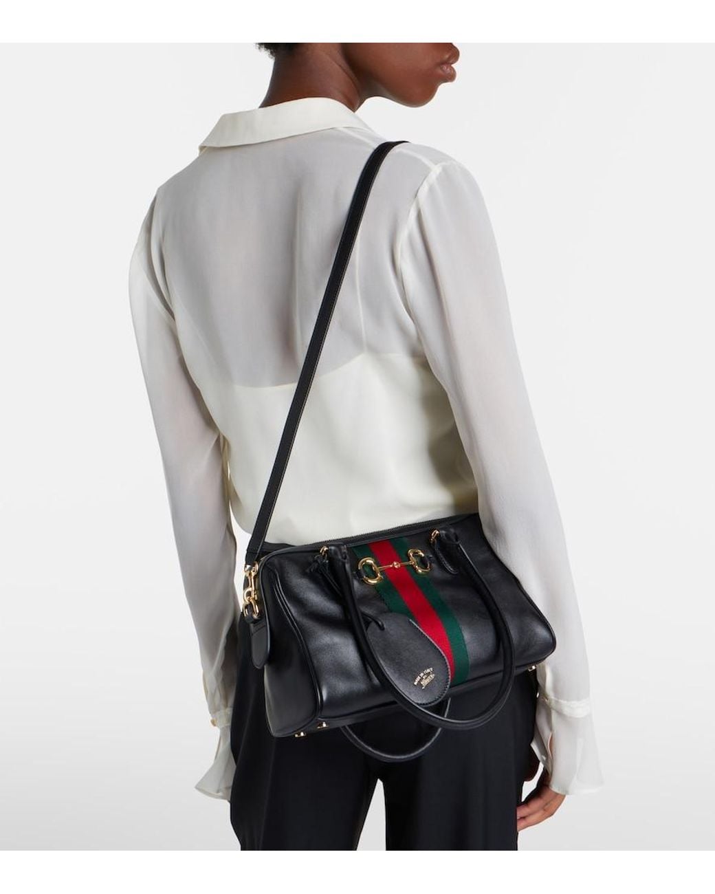 Gucci Black Borsetto Medium Leather Shoulder Bag