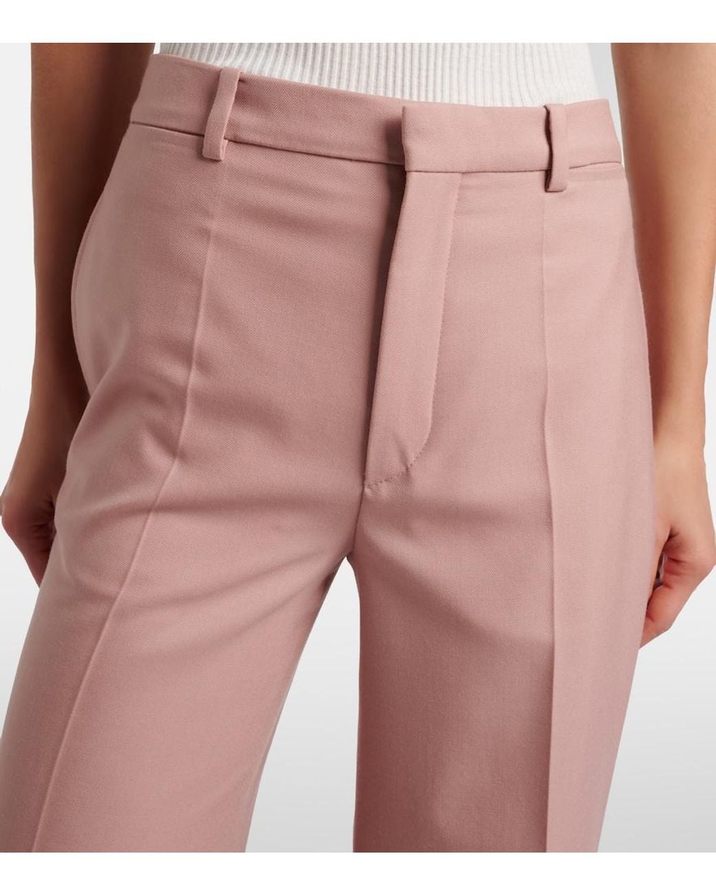 Chloé Pink Virgin Wool Flared Pants