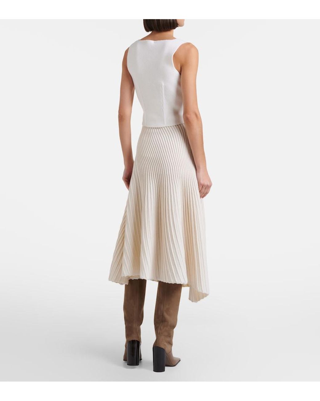 Alaïa White Wool And Cashmere Midi Skirt