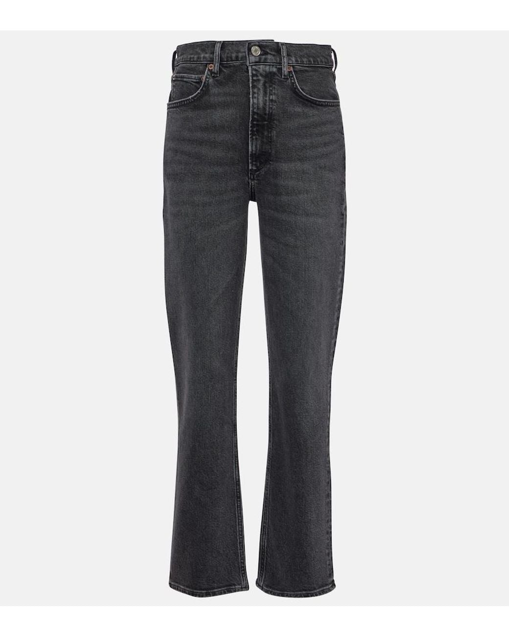 Agolde Gray Stovepipe High-Rise Slim Jeans