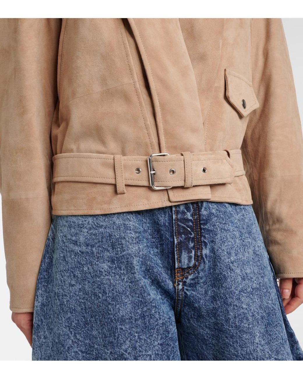 Alaïa Natural Suede Biker Jacket