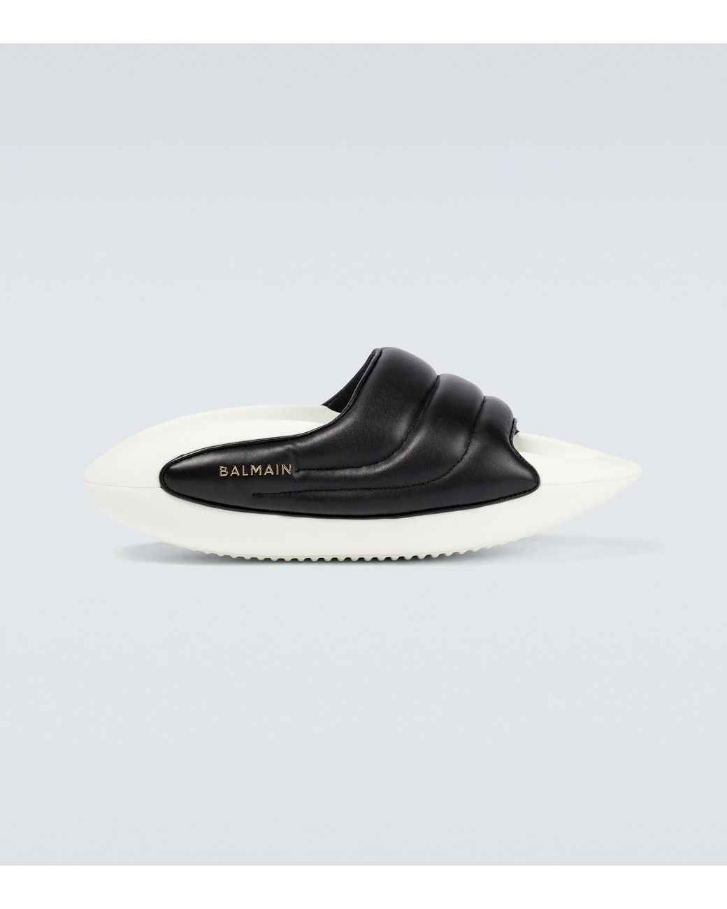 Balmain Leather Slides in White for Men | Lyst