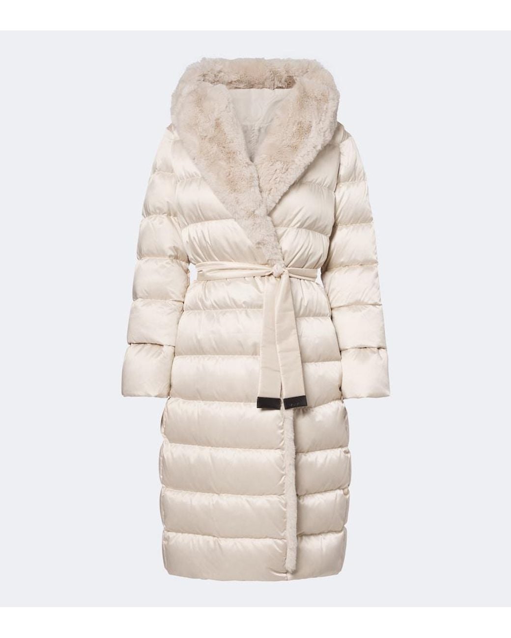 Max Mara Natural Belted Hooded Puffer Coat