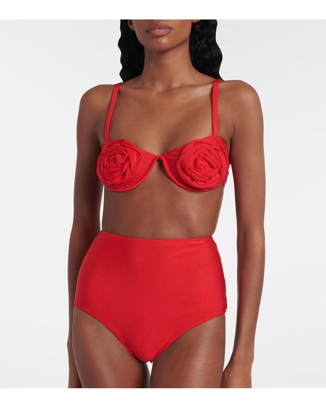 Adriana Degreas Red Floral-Applique Bikini