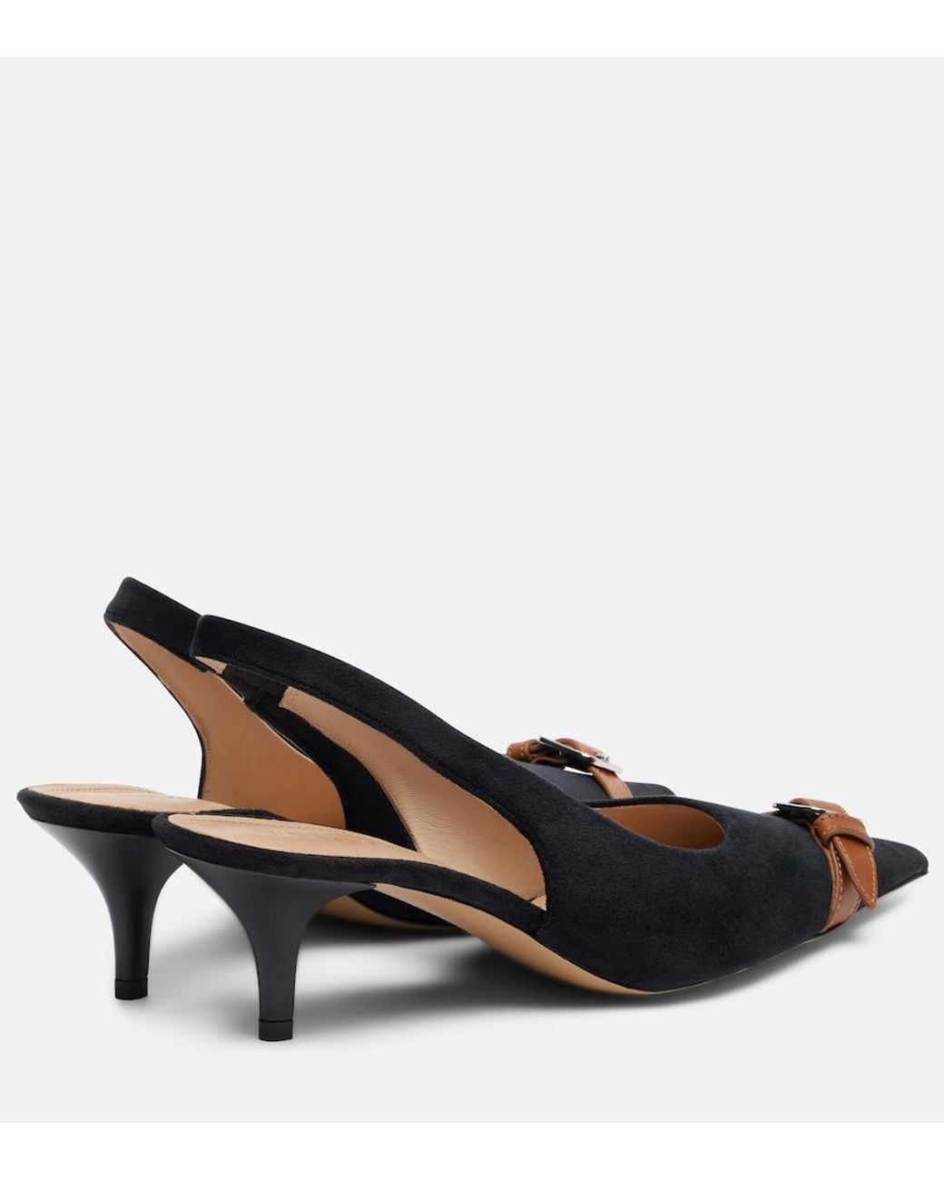 J.W. Anderson Black Leather-Trimmed Velvet Slingback Pumps