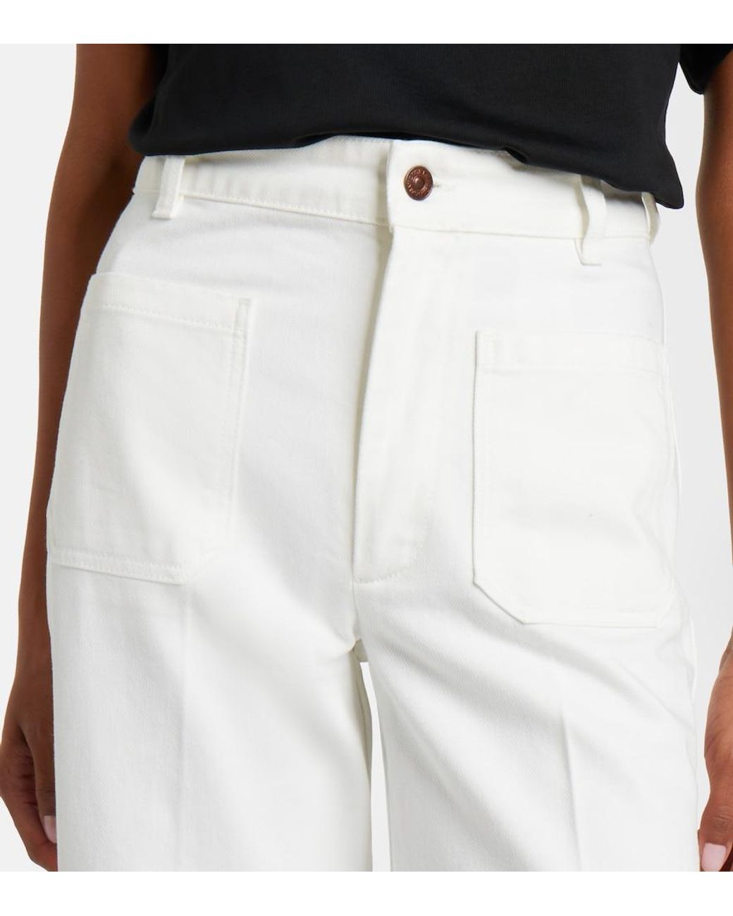Victoria Beckham White Alina Wide-Leg Jeans
