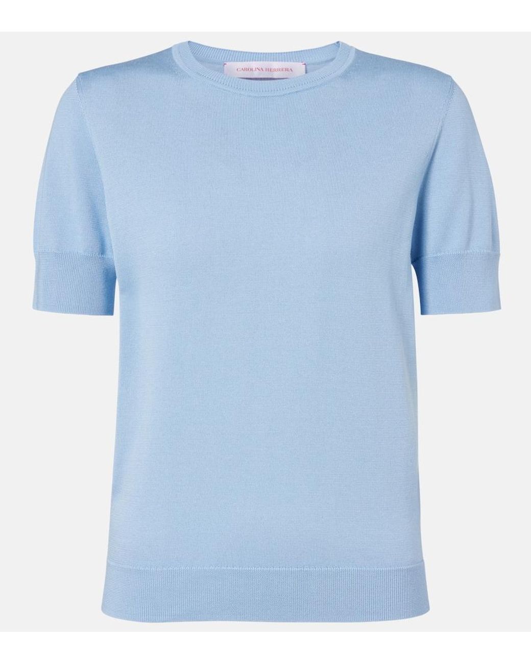 Carolina Herrera Blue Silk And Cotton Sweater